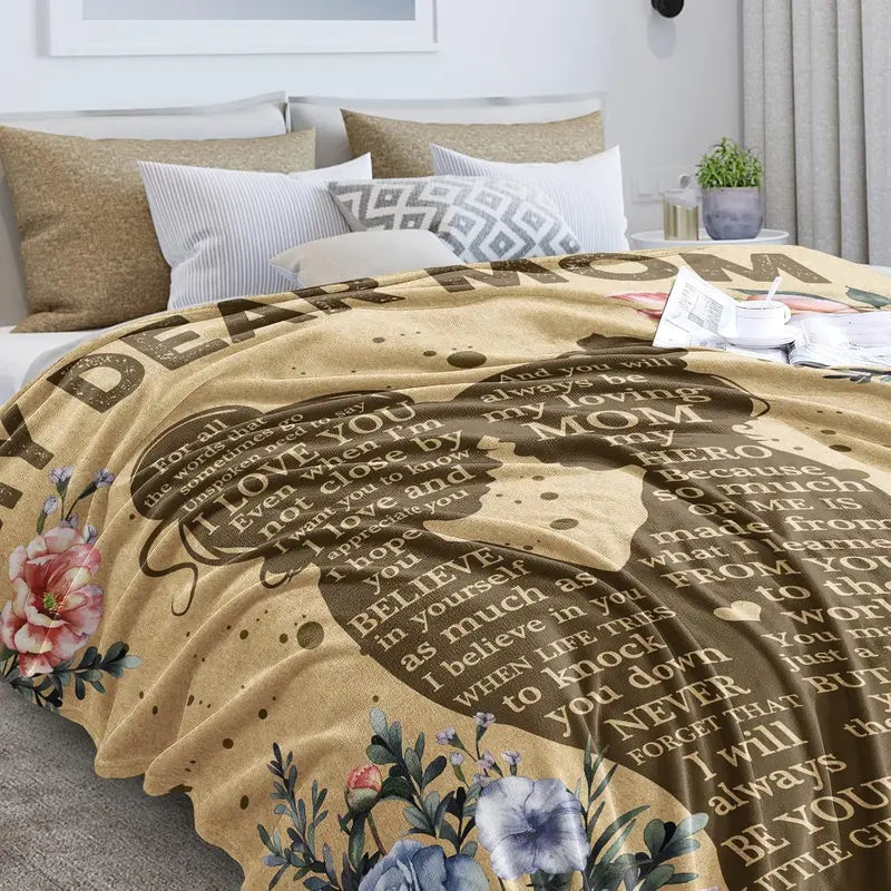 100% Polyester Double Fleece Flannel Throw Blanket - Soft, Cozy, Wrinkle-Resistant, Durable, Fade-Resistant, 1-Side Printed with Plain White Back, All Seasons, Holiday Themes, Home/Camping Indoor/Outdoor Gifts for Mom