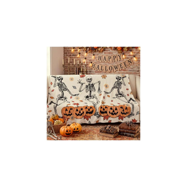 Halloween Throw Blanket Leopard Skull Flannel Blanket