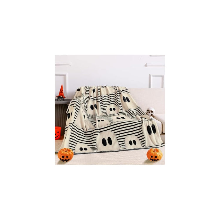 Halloween Throw Blanket Leopard Skull Flannel Blanket