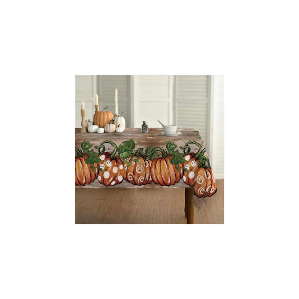 Fall Tablecloth 60 x 84 Inch Rectangular Flower Autumn Harvest