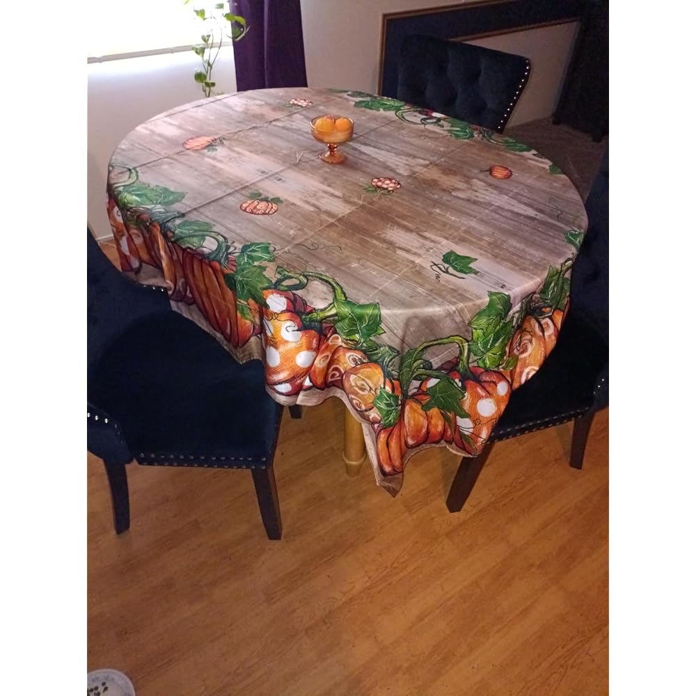 Fall Tablecloth 60 x 84 Inch Rectangular Flower Autumn Harvest
