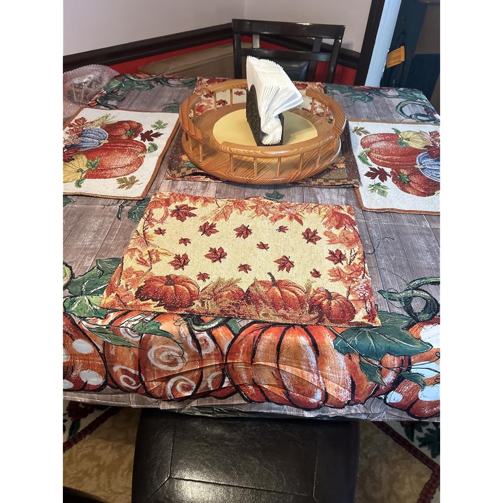Fall Tablecloth 60 x 84 Inch Rectangular Flower Autumn Harvest