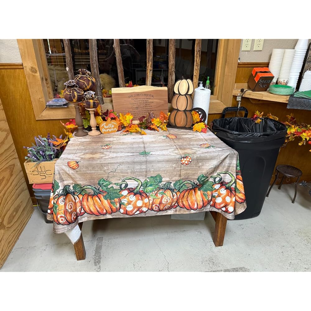 Fall Tablecloth 60 x 84 Inch Rectangular Flower Autumn Harvest
